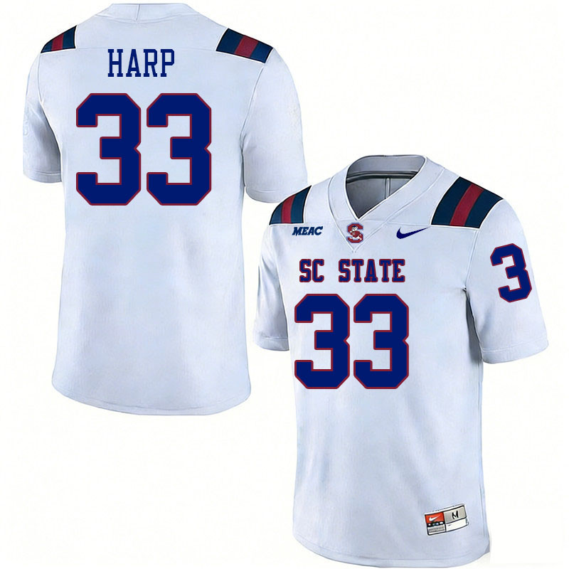 South Carolina State Bulldogs #33 Malik Harp College Football Jerseys,Uniforms Stitched-White